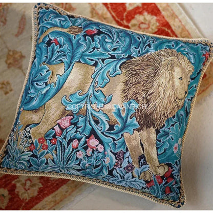 Decorbites™ Löwen-Teppich-Jacquard-Quadrat-Kissenbezug für Sofa und Bett – Vintage-Tierstil