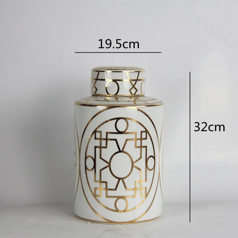 Decorbites™ Goldkorn-Keramik-Zylinder-Speichergefäß Vintage-Vase Taschentuchbox Ornamente