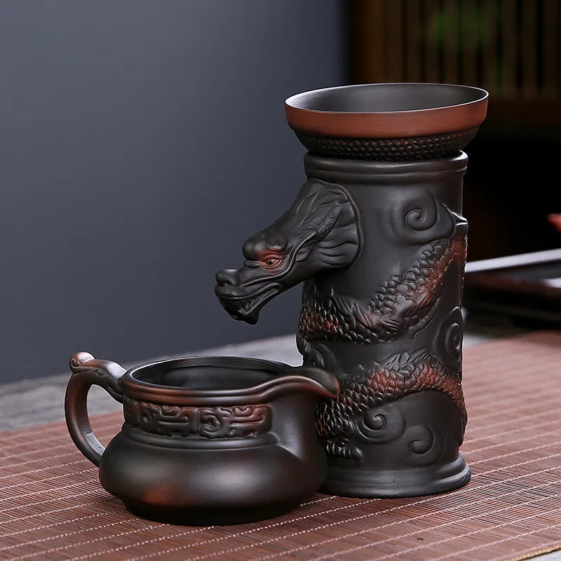 Decorbites™ Drachen-Teeblatt-Trichterfilter für Kung-Fu-Tee, Keramik-Tischdekoration