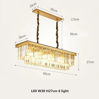 DecorBites™ Gold Black Metal Crystal Pendant Lights Chain Hanging LED Suspension Lamp Fixtures