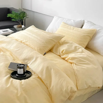 DecorBites™ Jacquard Cotton Bedding Set for Queen King Size - Skin Friendly Comforter Cover