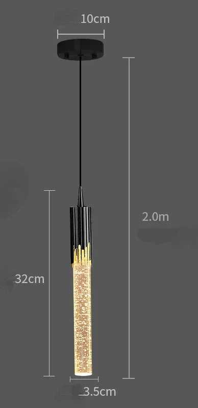 Lámpara colgante LED de cristal DecorBites™, color oro y negro, ideal para comedor o sala de estar.