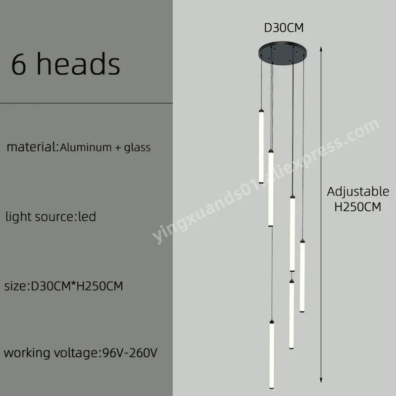 DecorBites™ LED Staircase Chandelier for Home Hotel Hall Lighting