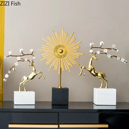 DecorBites™ Deer Antlers Statue - Enamel Sika Deer Sculpture for Room Decor