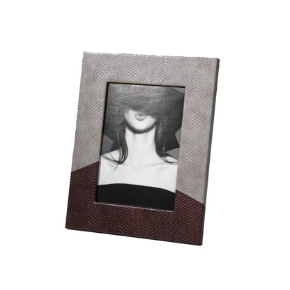 DecorBites™ Leather Splice Desktop Photo Frame - Home Decor & Display Accessory