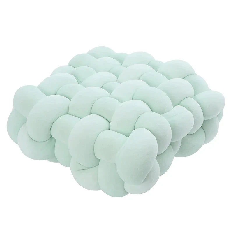 DecorBites™ Knot Square Pillows: Handmade Decor for Living Room, Bedroom, Office in Grey