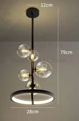Lámpara de araña LED con bola de cristal DecorBites™: Lámpara colgante larga y moderna para salón y tienda