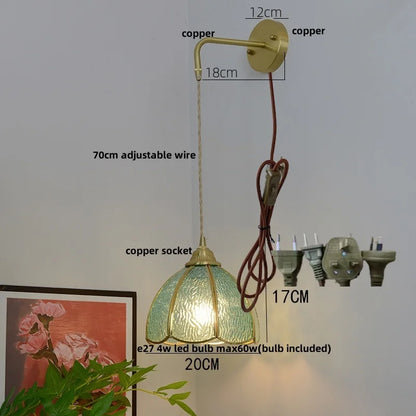 Decorbites™ Glas Messing LED Wandleuchte Vintage Waschleuchte Wandlampe