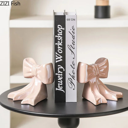 DecorBites™ Bowknot Ceramic Vase: Shiny Porcelain Floral Decor for Aesthetic Rooms