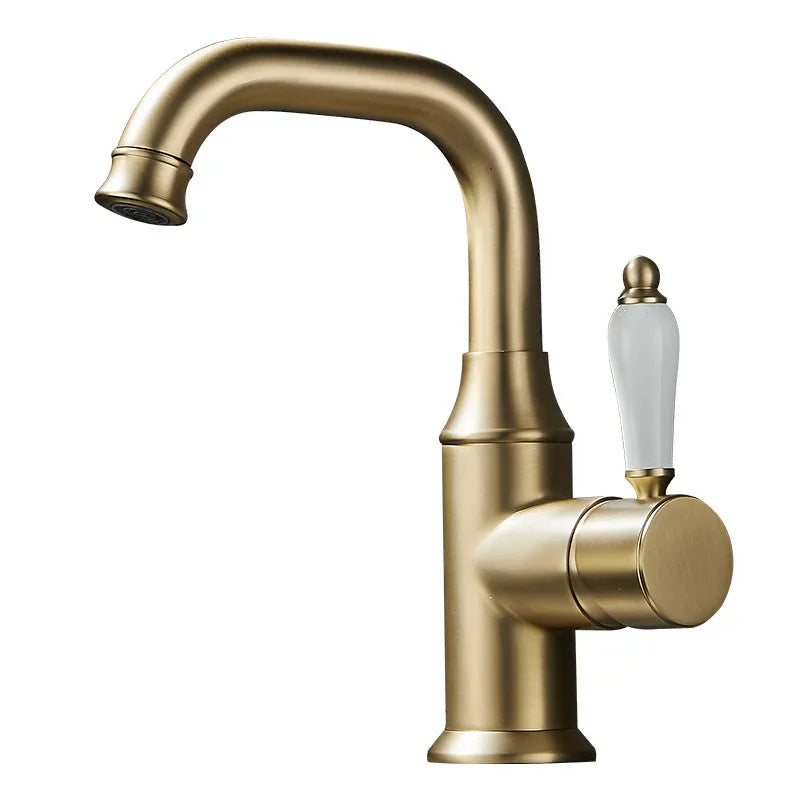 DecorBites™ Brushed Gold Basin Faucet Deck Mounted Sink Tap Hot Cold Chrome Brass