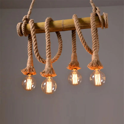 DecorBites™ Bamboo Hemp Rope Pendant Lights | Retro Restaurant Bar Decor Hanging Lamps