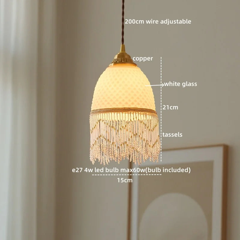 DecorBites™ Glass Tassels LED Pendant Lights for Living Dining Bedroom, Retro Style Luminaires