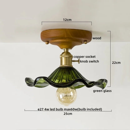 DecorBites™ LED Glass Wood Ceiling Light Modern Plafondlamp for Living Room
