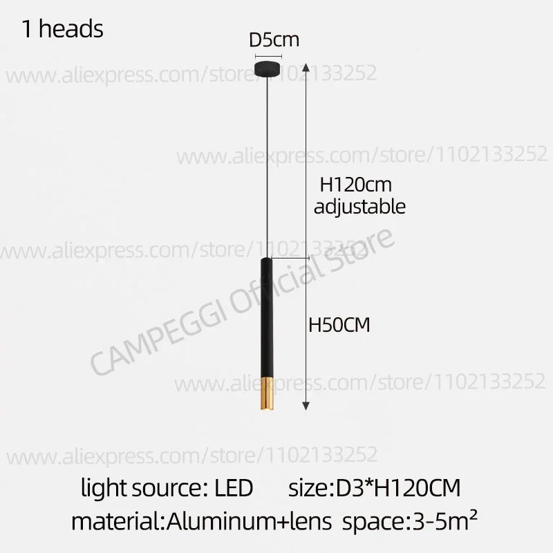 DecorBites™ Black Gold Pendant Lamp: Modern Nordic Designer LED Indoor Lighting