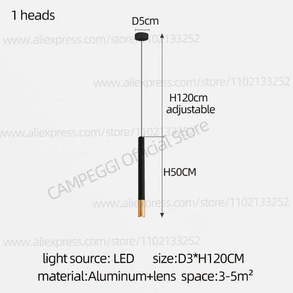 DecorBites™ Black Gold Pendant Lamp: Modern Nordic Designer LED Indoor Lighting