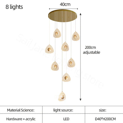 DecorBites™ Golden Acrylic LED Chandeliers for Living Room, Large & Creative Design Villa Lighting