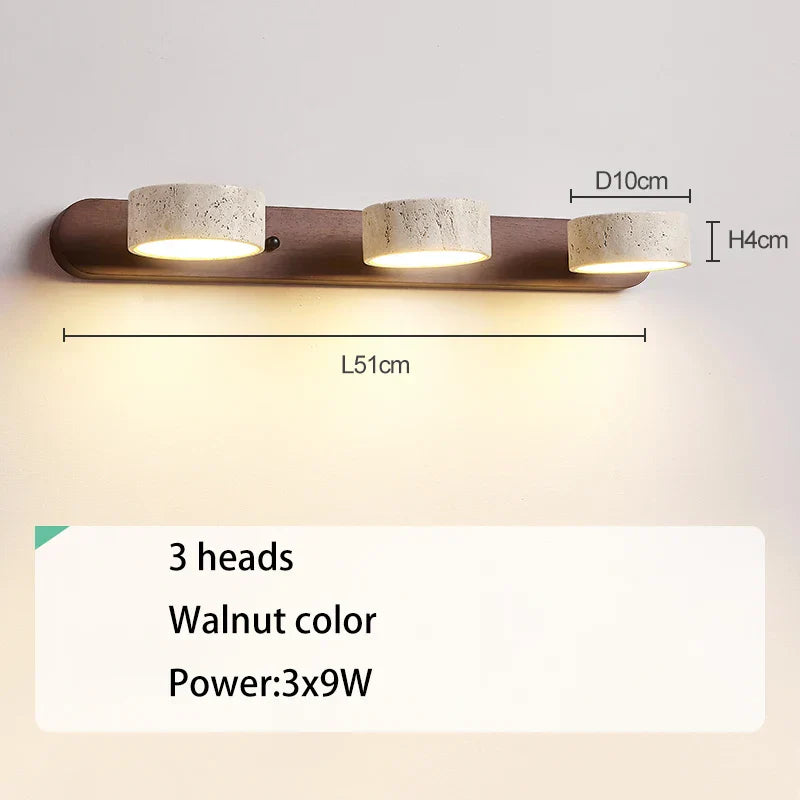 DecorBites™ Japanese Retro Stone Wall Mirror Light for Bathroom and Dressing Table