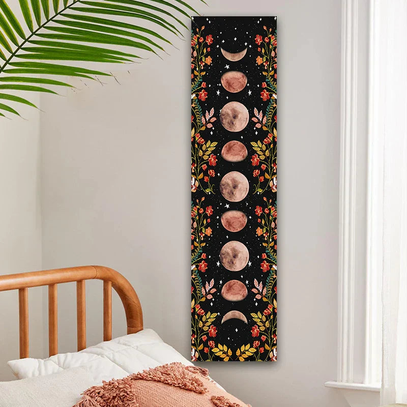 Decobites Moon Phase Flower Tapestry: Boho Wall Hanging & Home Decor