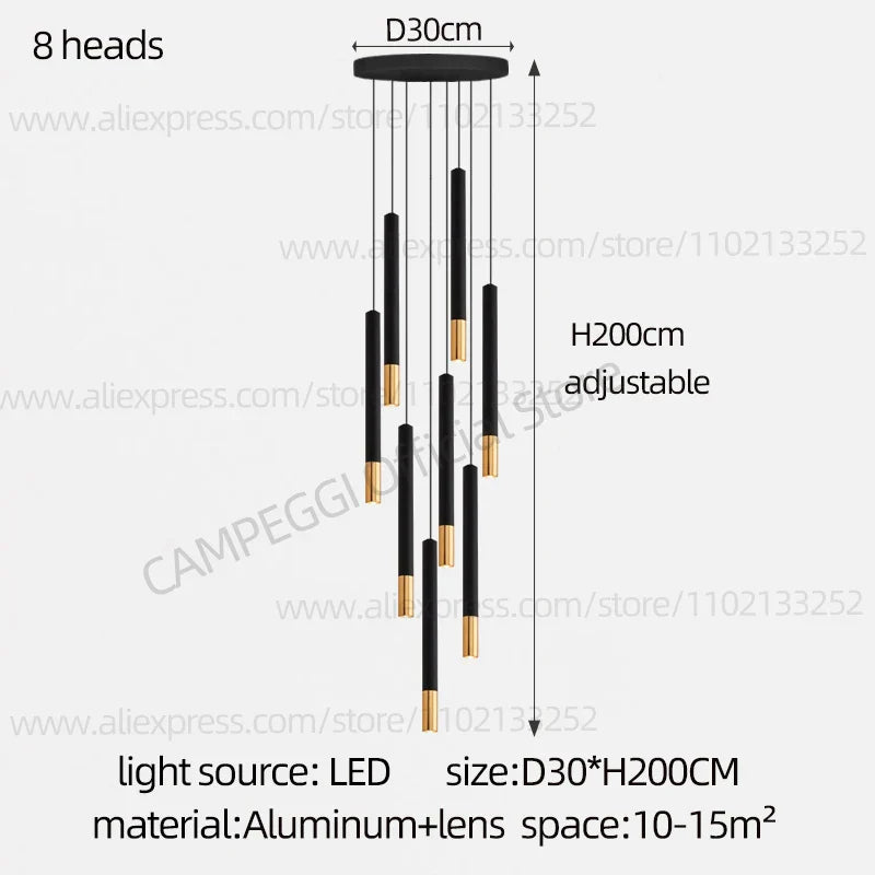 DecorBites™ Black Gold Pendant Lamp: Modern Nordic Designer LED Indoor Lighting