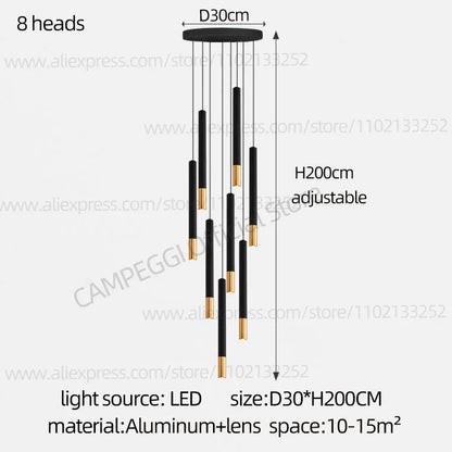 DecorBites™ Black Gold Pendant Lamp: Modern Nordic Designer LED Indoor Lighting