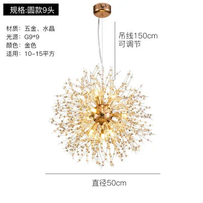 Lámparas colgantes DecorBites™ con forma de diente de león de cristal para una decoración elegante del hogar