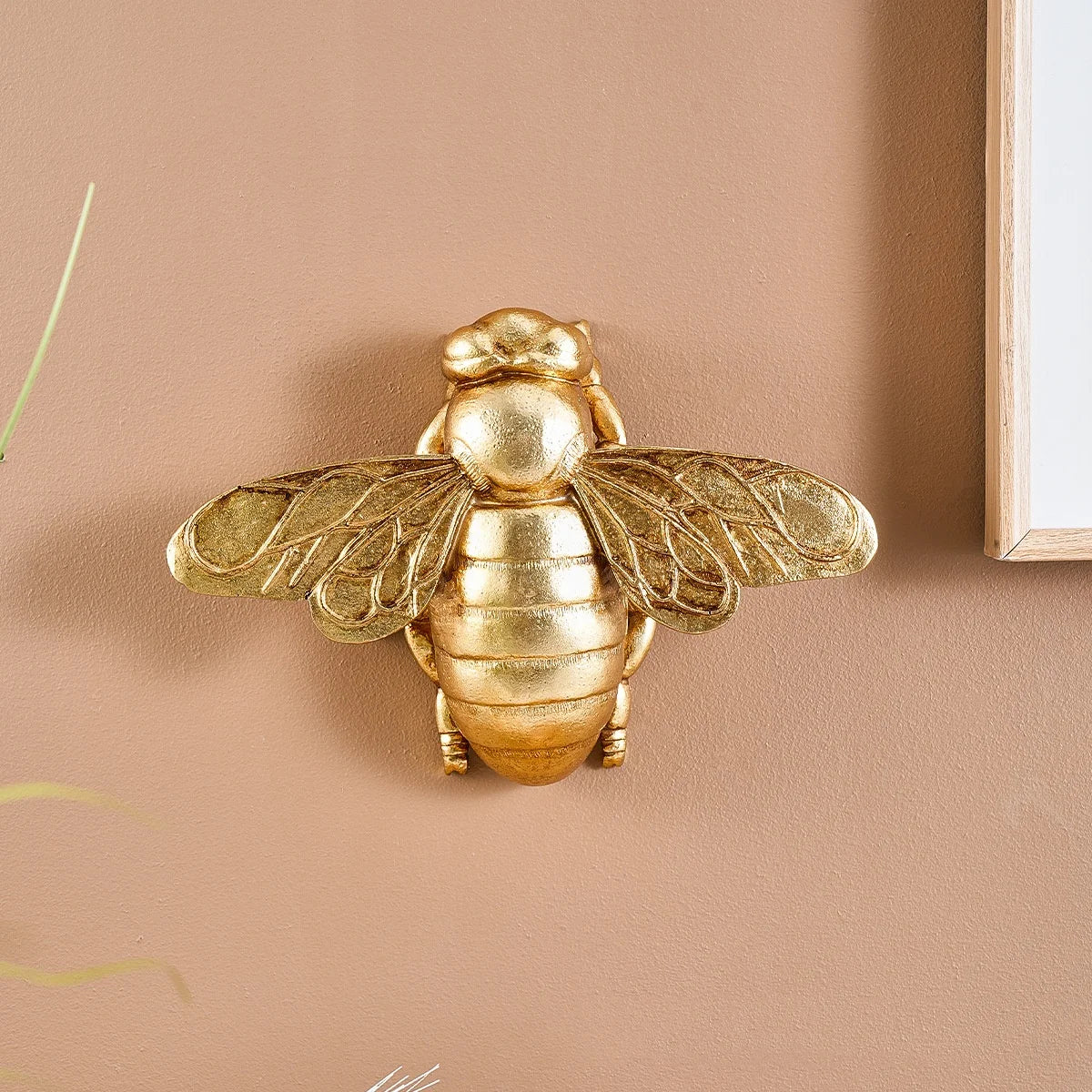 DecorBites™ Golden Bee Resin Insect Statue Wall Hanger - Background Decoration