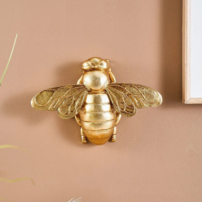 DecorBites™ Golden Bee Resin Insect Statue Wall Hanger - Background Decoration