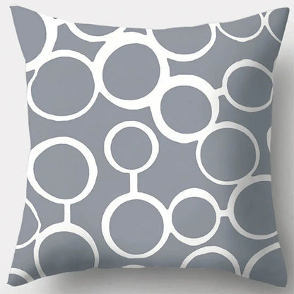 DecorBites™ Grey Geometry Leaves Floral Stripes Plaids Print Lumbar Pillow Case