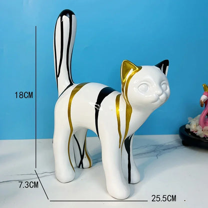 DecorBites™ Graffiti Cat Sculpture Desk Storage Statue Abstract Art Ornament Display