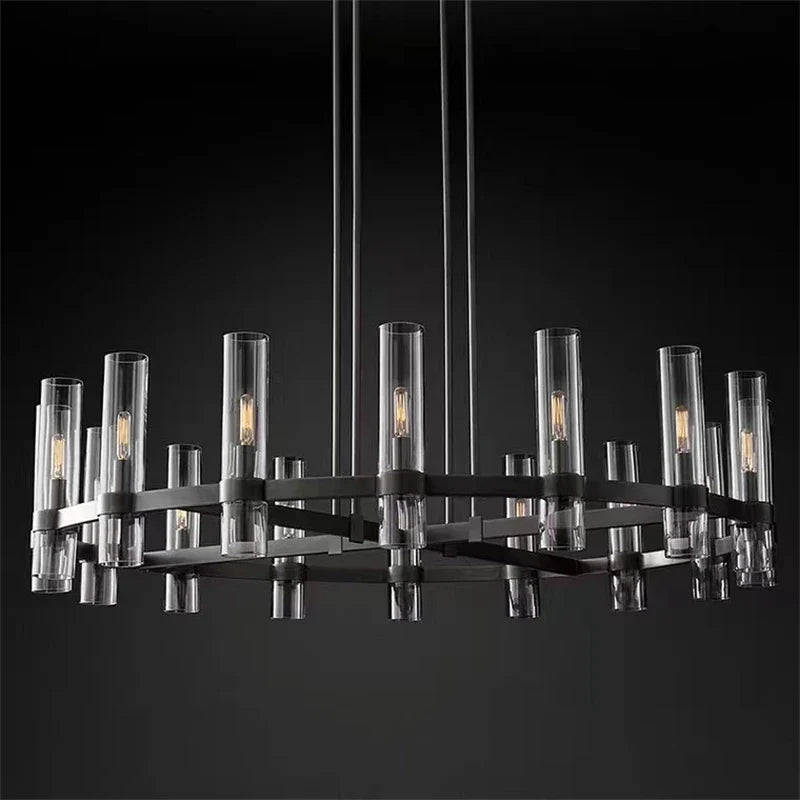 DecorBites™ Glass Chandelier Pendant Lamp with E14 LED, Chrome Finish, Retro Design