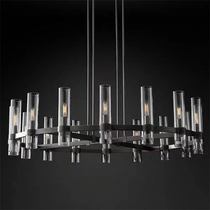 DecorBites™ Glass Chandelier Pendant Lamp with E14 LED, Chrome Finish, Retro Design