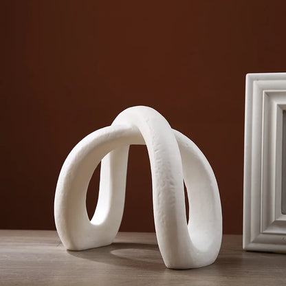 DecorBites™ Infinity Symbol White Ceramic Sculpture - Nordic Modern Art Decor for Home and Office