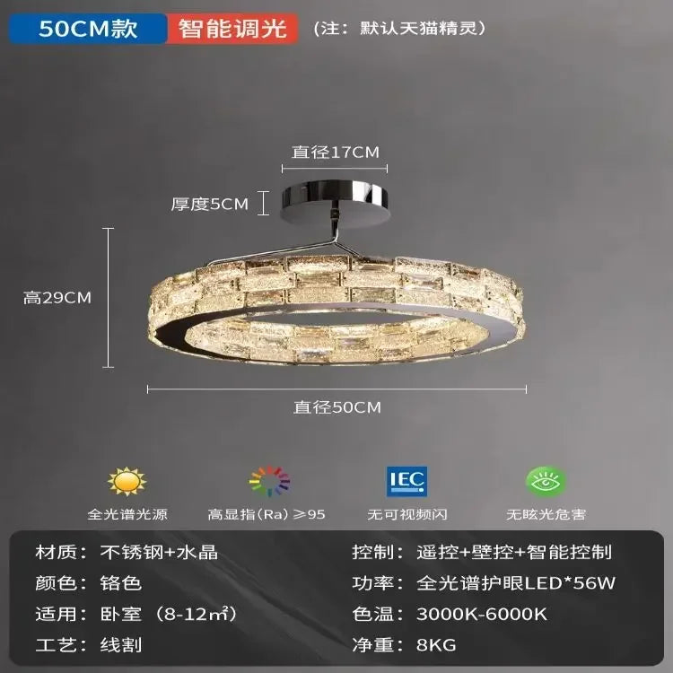 DecorBites™ Crystal Chandelier: Modern LED Ceiling Lighting for Bedroom, Living, Dining Room