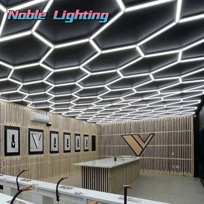 DecorBites™ Hexagon LED Car Detailing Ceiling Light - Customized for Car Showroom and Workshop