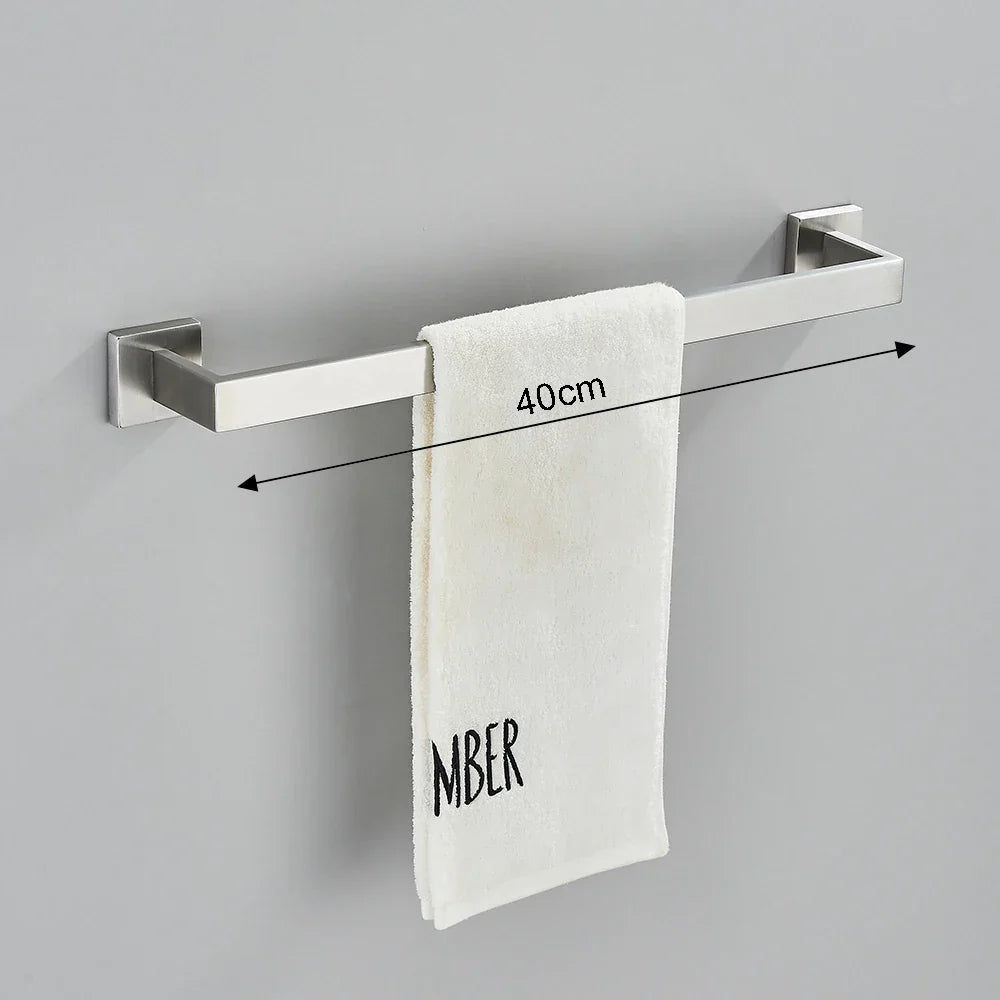 مجموعة أدوات الحمام من DecorBites™ المصنوعة من النيكل المصقول: خطاف رداء، سكة مناشف، رف بار، رف، حامل مناديل