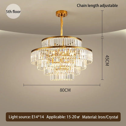 DecorBites™ Golden Crystal Chandelier Pendant Light for Luxurious Living Room, Dining Room, Bedroom