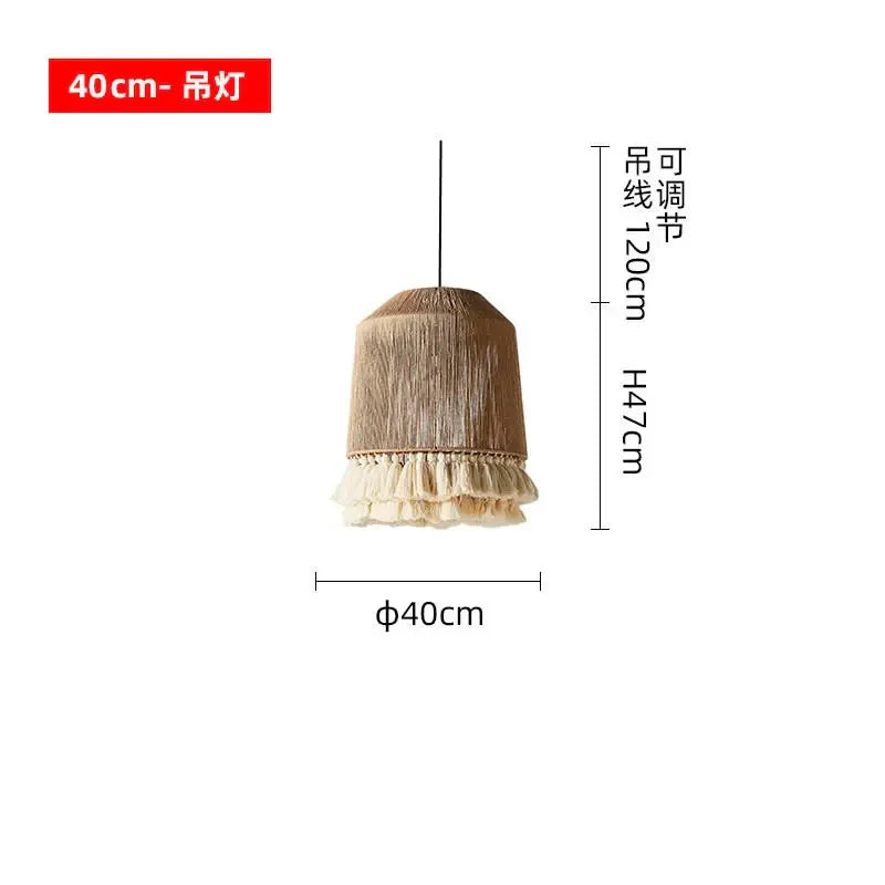 DecorBites™ Bohemian Tassel Chandelier: Handmade Nordic Pendant Lamp for Bedroom, Living Room, Kitchen