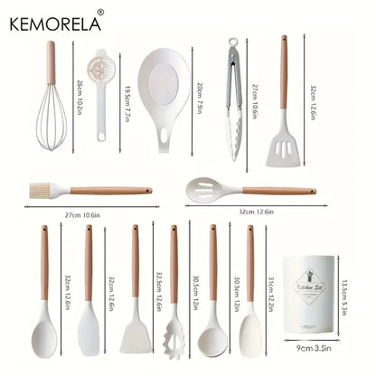 DecorBites™ 14-Piece Silicone Kitchen Utensil Set with Storage Box | Heat-Resistant Cooking Tools