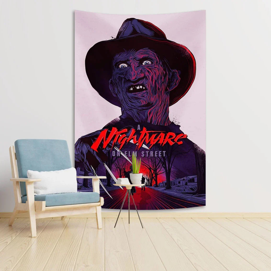 Decobites Horror Movie Freddy Krueger Wall Tapestry: Scary Halloween Room Decoration