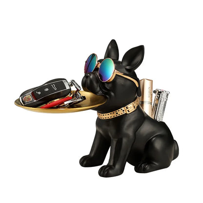 DecorBites™ Bulldog Statue Desktop Storage Office Home Decor Tray Sculpture