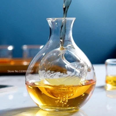 DecorBites™ Crystal Glass Wine Decanter & Sake Glass Set- Hamster Nest Design