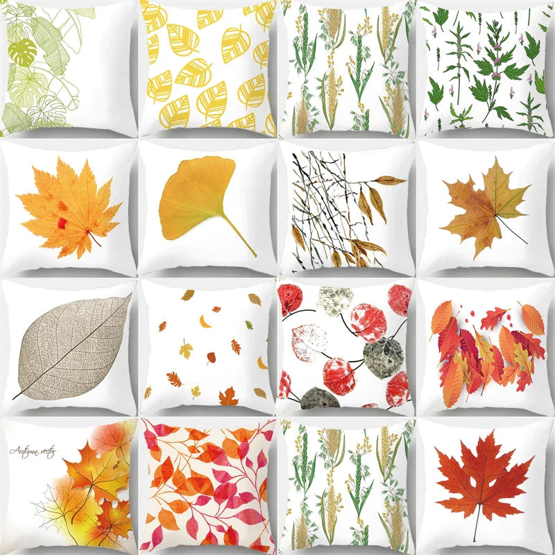 DecorBites™ Autumn Maple Leaves Pillow Cases Short Plush Cushion Cover Sofa Pillowslip