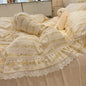 Decobites Princess Style Lace Ruffles Bedding Set - 100% Cotton, 3/4Pcs, Korean Design