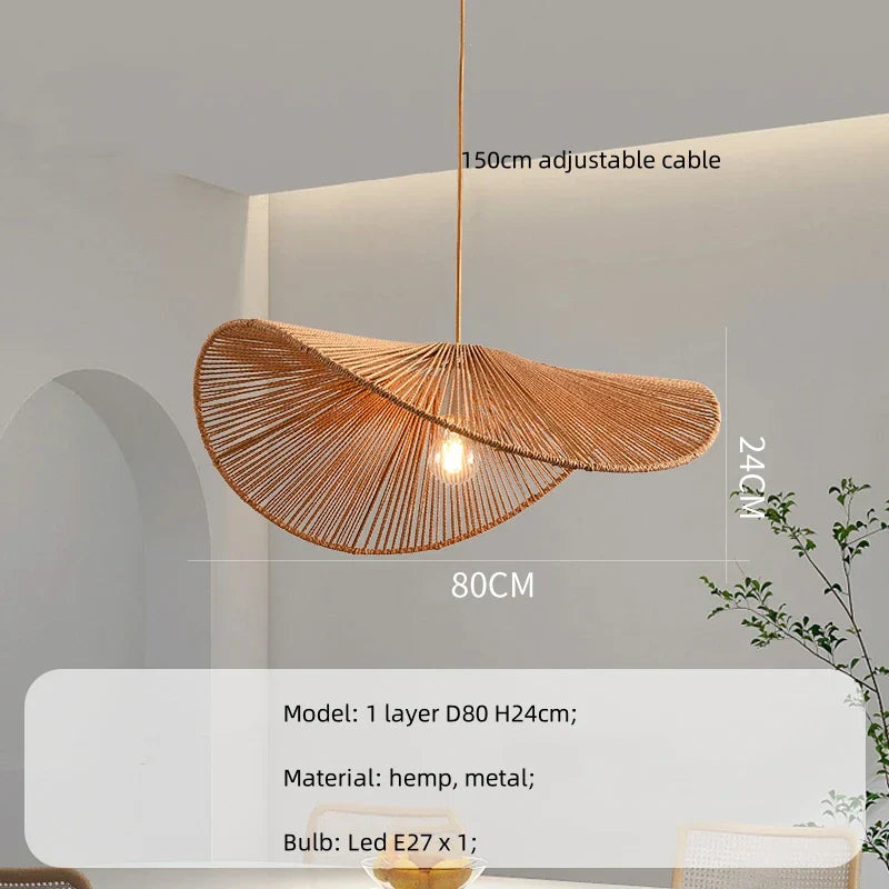 Decorbites™ Lámparas Colgantes de Cáñamo: Accesorios de Iluminación LED Interior Wabi Sabi