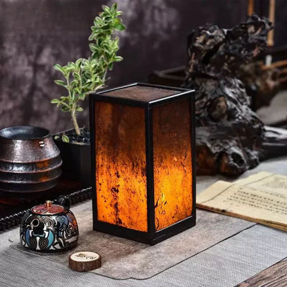 DecorBites™ Hedge Stone Candle Holder: Ancient Decorative Amber Table Lamp