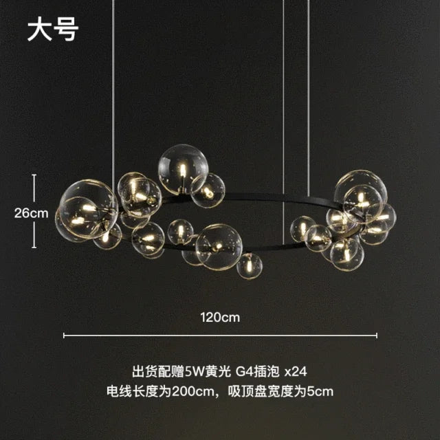 DecorBites™ Black Glass Ring Pendant Light - Nordic Style LED Chandelier for Home Decor