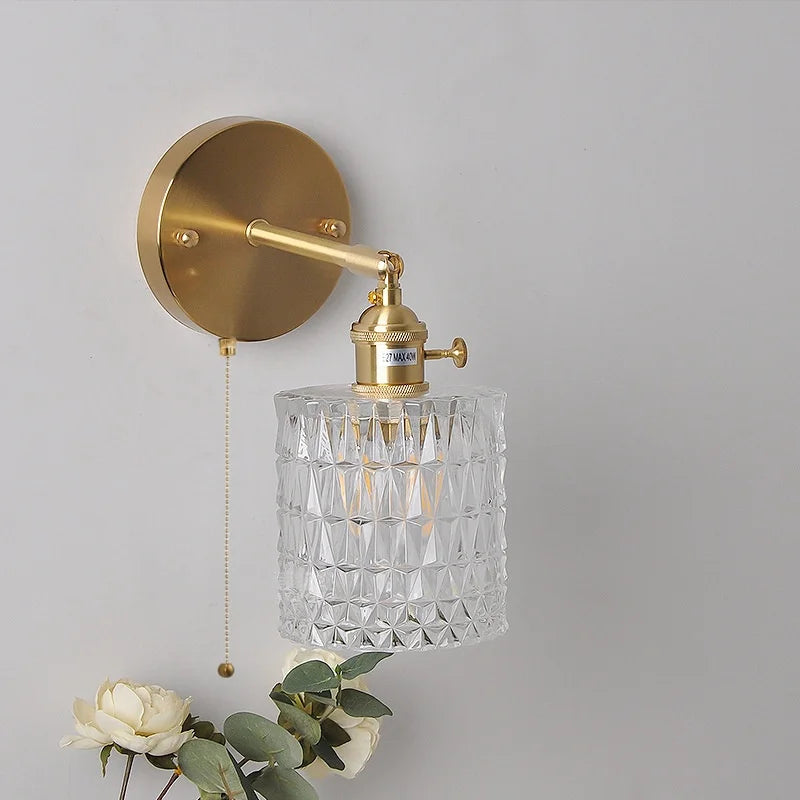 DecorBites™ Brass LED Wall Sconce with Pull Chain Switch, Nordic Design