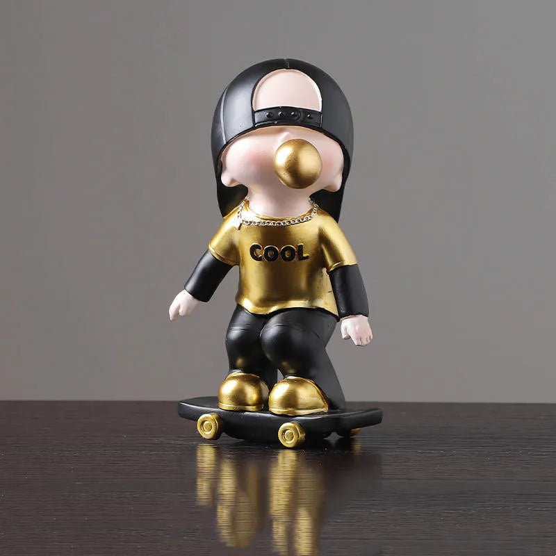 DecorBites™ Boys Sports Statues: Basketball, Football, Skateboarding. Children's Decor, Gifts, Sculpture.