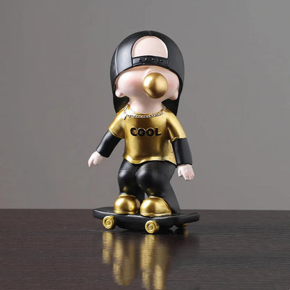 DecorBites™ Boys Sports Statues: Basketball, Football, Skateboarding. Children's Decor, Gifts, Sculpture.