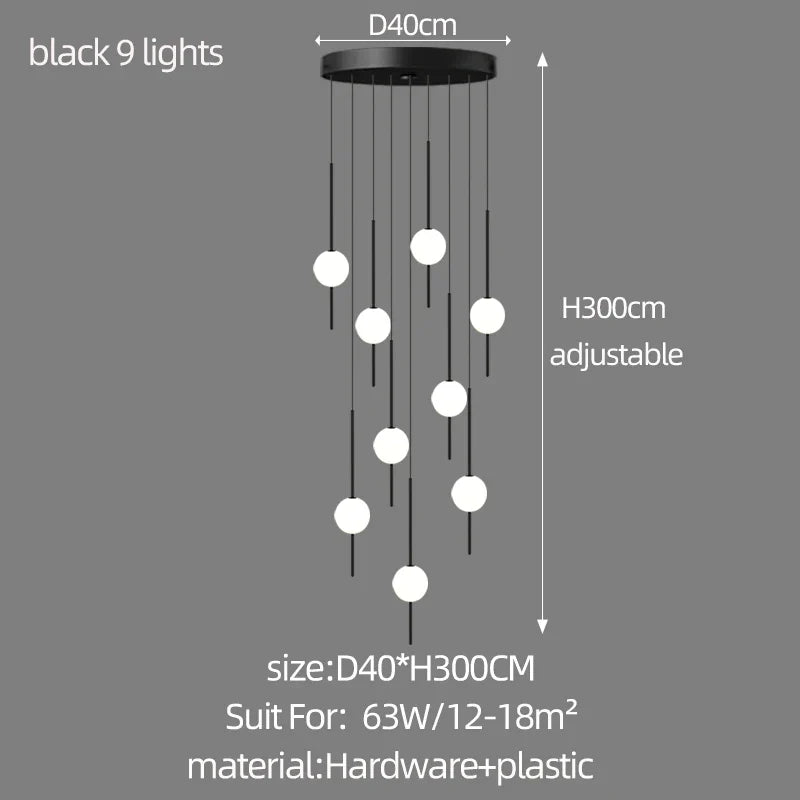 Lámparas de araña LED creativas DecorBites™: Diseño lujoso para salas de estar, grandes luminarias para escaleras